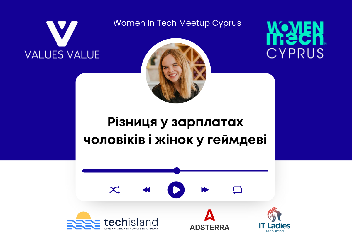 Різниця у зарплатах чоловіків і жінок у геймдеві. Women In Tech Meetup Cyprus