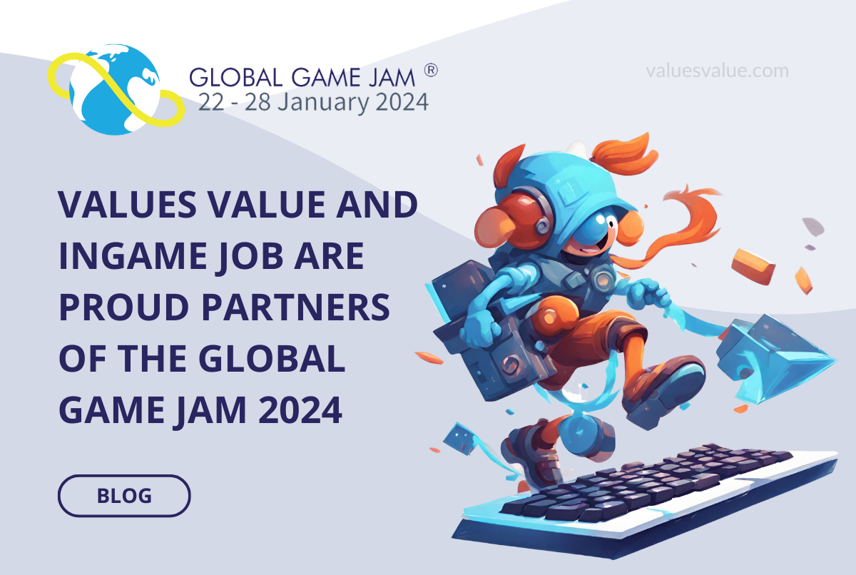 We are excited to announce the start of our team's partnership with the Global Game Jam! The Global Game Jam will take place from January 22nd to 28th across 800 locations in 108 countries. More than 40,000 people will be involved in the event! For all jam participants, Values Value and InGameJob will prepare a detailed guide with career advice in game development. Additionally, for the winners, our recruitment expert will conduct a workshop on how to take the first steps in the industry. We are thrilled about this collaboration! Thank you for the opportunity, the Global Game Jam team!
